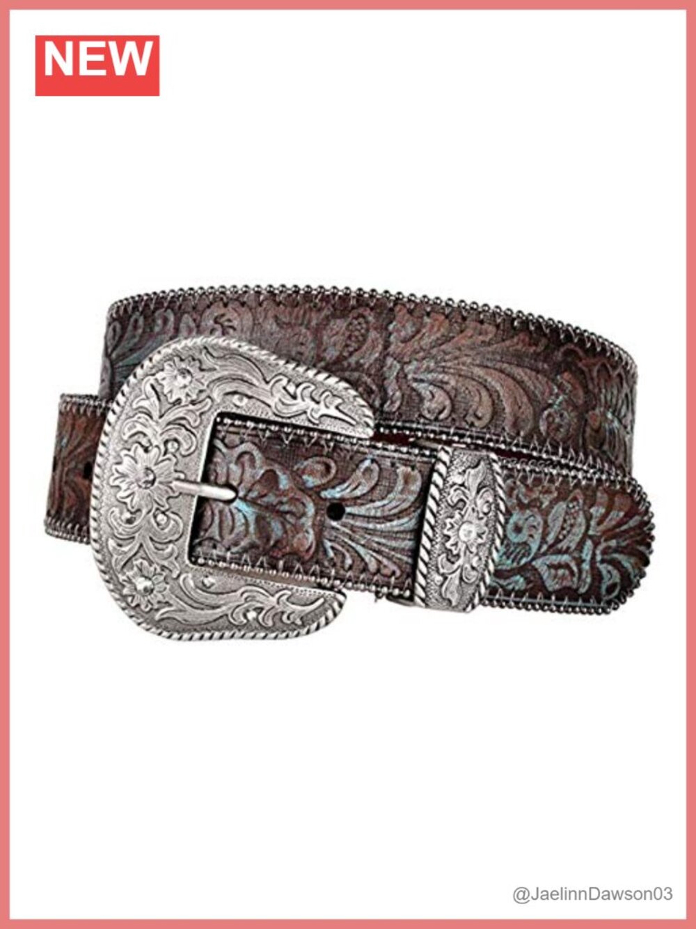 Western Leather Belt 1.5" Wide Embossed Tooled Cowgirl